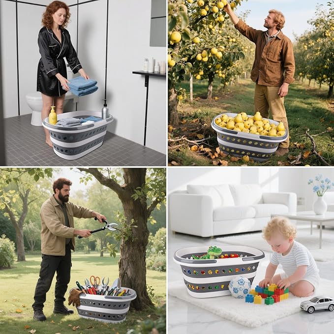 35L Laundry Basket Collapsible, Large Plastic Laundry Baskets - Image 6