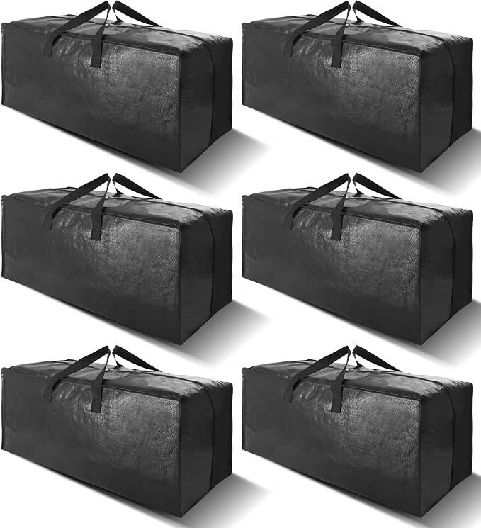 6 Pack Heavy Duty Extra Large Moving Bags W/Backpack Straps by VELVETSURE