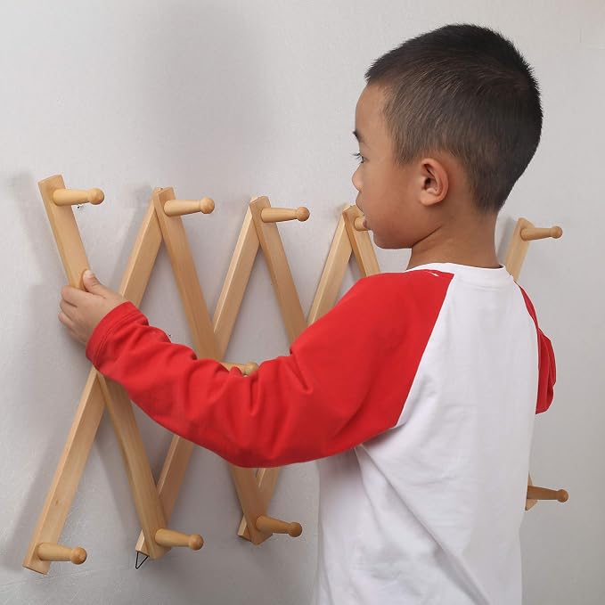 WEBI Accordion Wall Hanger, Expandable Wooden Hat Rack - Image 4