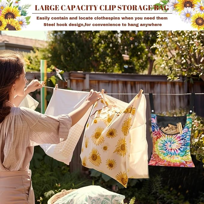 Rainbow Tie Dye Clothes Pin Hanging Bag Clothesline Peg Organizer Storage Bags - Image 5
