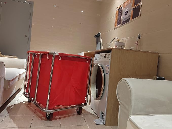 Commercial Laundry Cart with Wheels, 11.35 Bushel Large Laundry Rolling Bins - Image 9
