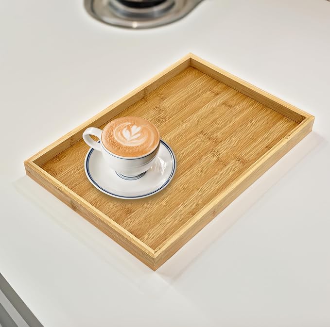 Bam & Boo Natural Bamboo Serving Tray Modern Rectangular - Image 2