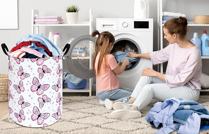 Round Laundry Basket Storage Bins Nursery Hamper Gift Baskets - Image 3