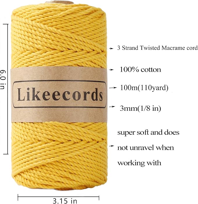 Cotton Macrame Cord 3mm x 100m, 3 Strand Twisted, Macrame Rope, Macrame String - Image 2