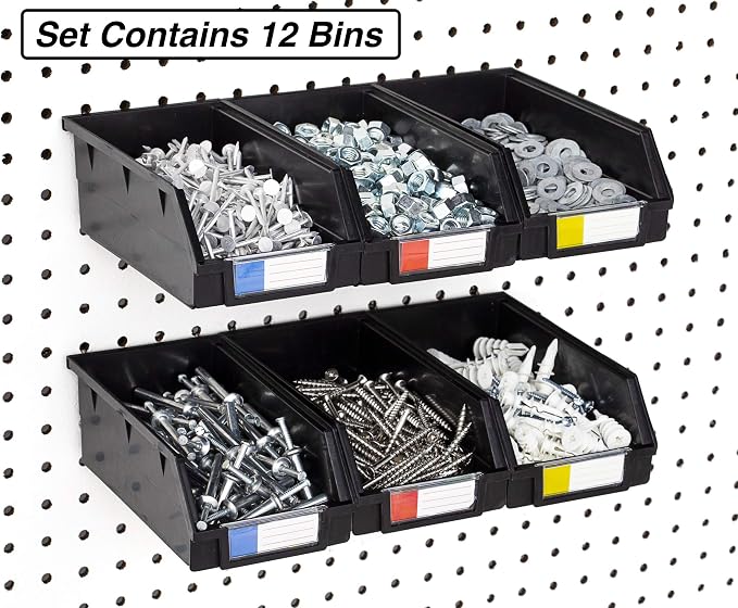 Pegboard Bins – 12 Pack Black Extra Large - Image 3