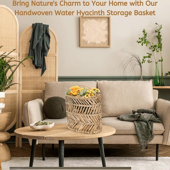 YOUEON Large Woven Hanging Storage Basket, Handwoven Front Door Flower Baskets - Image 7