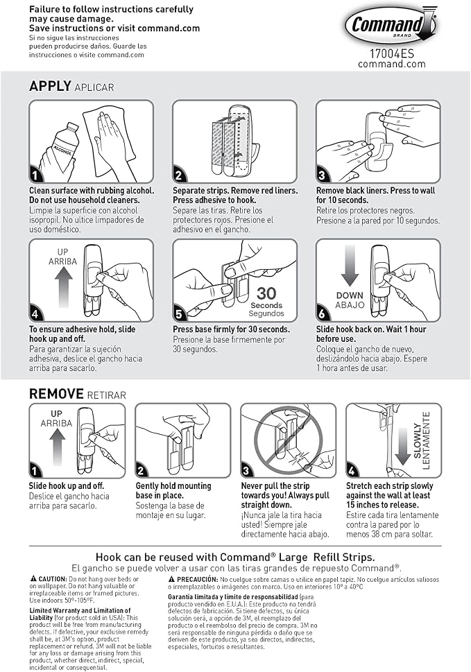 Command 7.5 lb Jumbo Utility Hook, 1 Wall Hook and 4 Strips, Damage-Free Hanger - Image 9