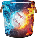Baseball Fire Laundry Hamper Waterproof Collapsible Basket by Mozaigos