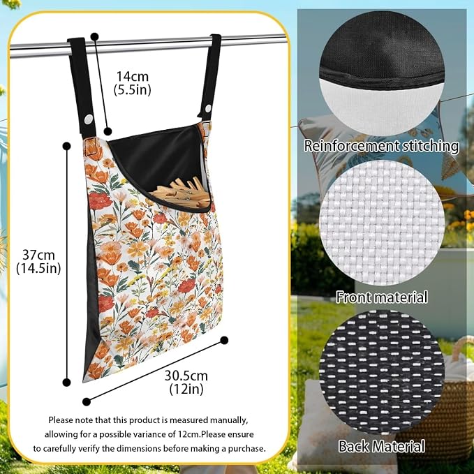 Floral Clothespin Bag Reusable Laundry Clothes Pin Holder - Image 6