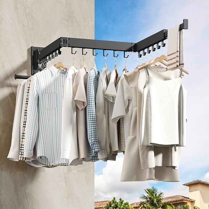 Wall Mounted Clothes Hanger, Clothes Drying Rack, Laundry Drying Rack, Clothes - Image 5