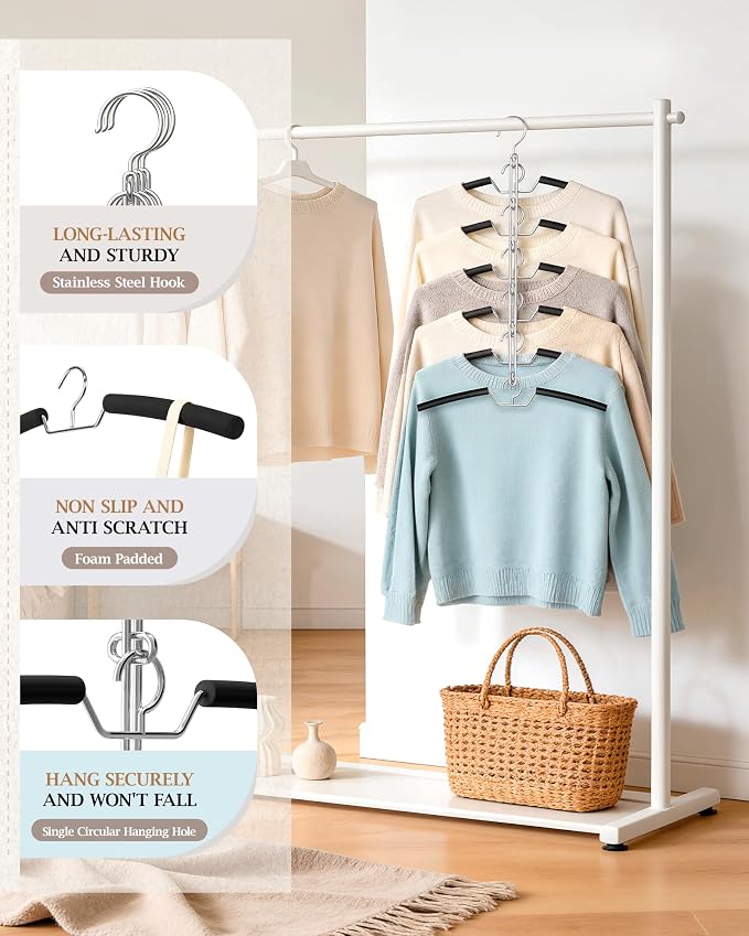 Clothes Hangers Space Saving Shirt Hangers, Non Slip 6 Layer Detachable Foam - Image 5