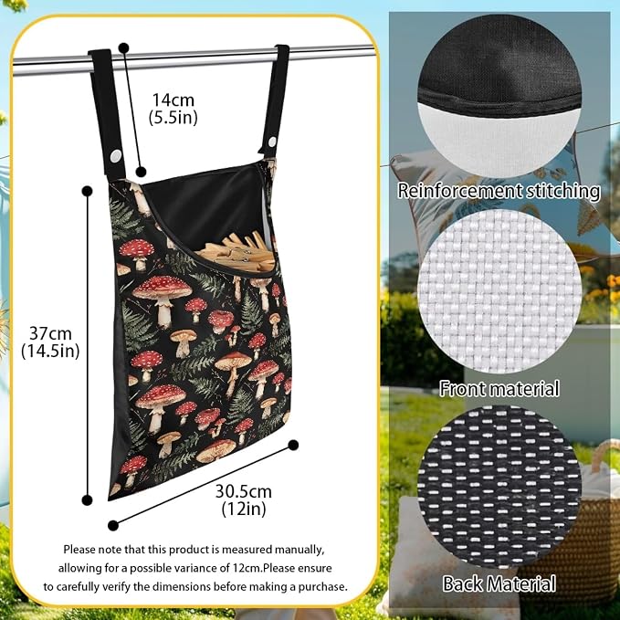 Mushroom Leaf Clothespin Bag Holder Multi Purpose Hanging Storage Dust-Proof - Image 6