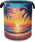 Laundry Hamper, Tropical Palm Laundry Basket, Sunset Sea Beach Waterproof by Unknown