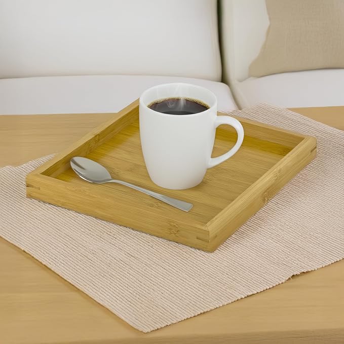 Bam & Boo Natural Bamboo Serving Tray Modern Square - Image 2