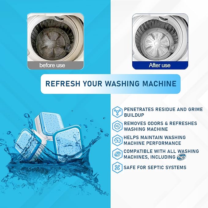 24 Washer Cleaner Tablets – Deep Cleans & Deodorizes All Washers, Removes Grime - Image 2