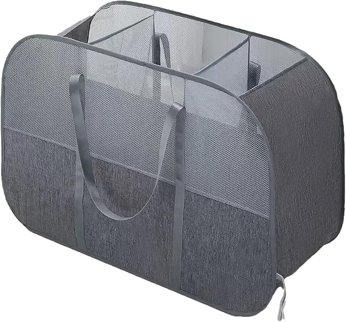 150L Collapsible Laundry Basket, 3-Compartment Foldable Hamper by YAGIZAAI