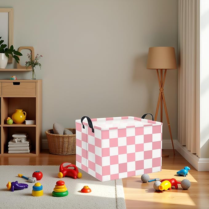 HIYAGON Rectangular Baby Girl Basket Fabric Storage Basket Storage Bin - Image 4