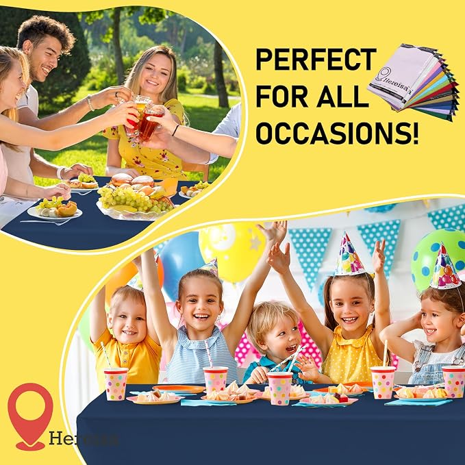 Navy Blue Plastic Tablecloths 2 Pack Disposable Table Covers 54 x 108 Inch Baby - Image 3