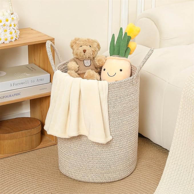 40L Woven Laundry Basket Hamper, 100% Natural Cotton Rope, Handwoven & Durable - Image 6