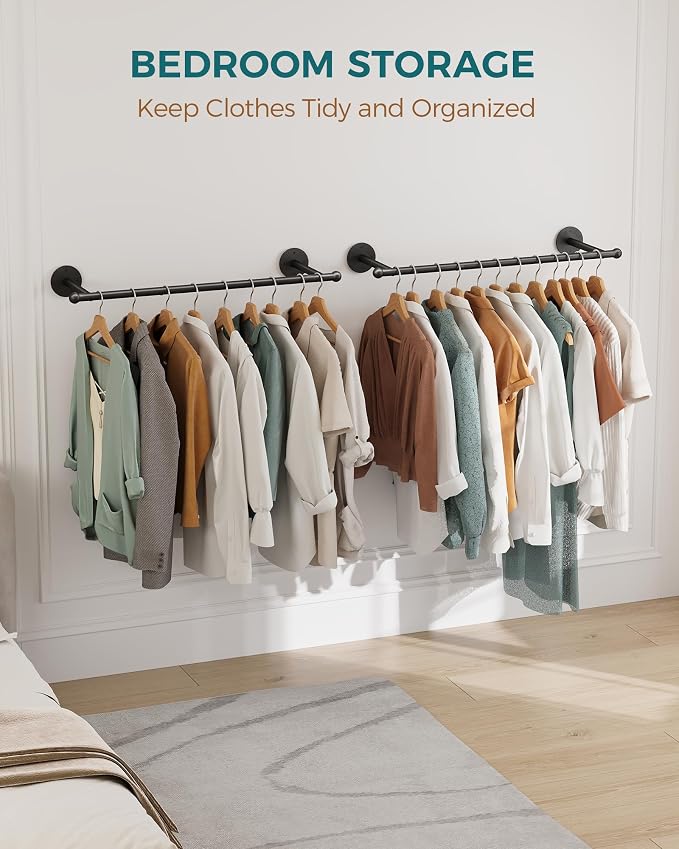 OROPY Industrial Pipe Clothing Rack Set of 2, Wall Mounted Clothes Rack - Image 8