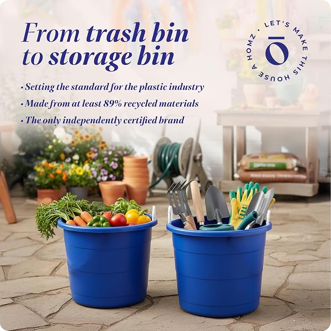 HOMZ 2-Pack Utility Tub, Large Plastic Storage Bucket - Image 8