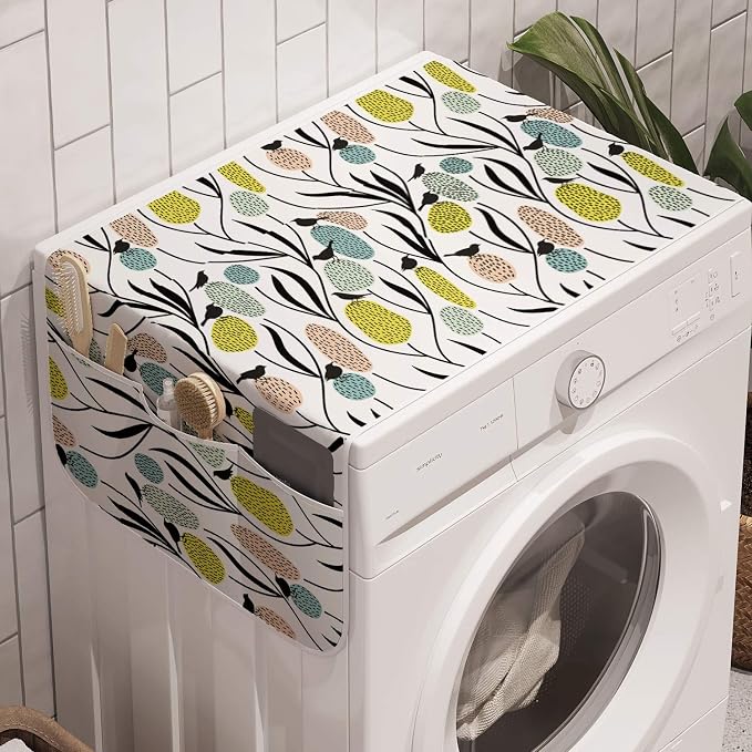 Ambesonne Spring Washing Machine Organizer, Abstract Botanical Pattern by Ambesonne