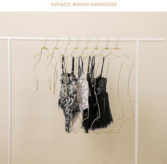 10Pack Gold Color Foldable Metal Bikini Hanger Full Body Shape Bathing Hanger - Image 7
