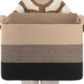 OIAHOMY 108L Large Cotton Rope Basket, Rectangle Woven Baskets by MasterofSpaceOptimization