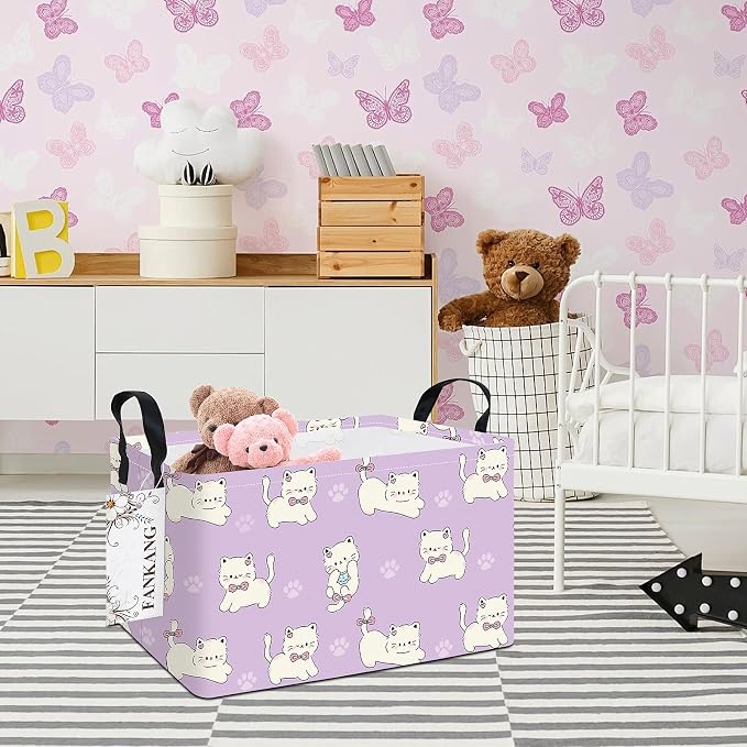 FANKANG Storage Bins, Nursery Hamper Canvas Laundry Basket Foldable - Image 3
