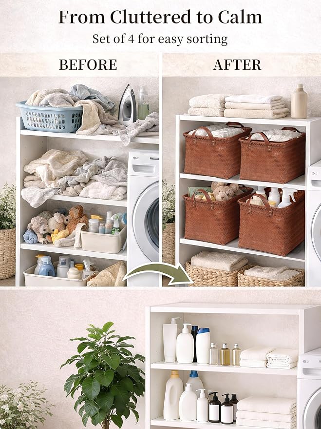Hand Woven Baskets for Storage, Large Basket - Image 4