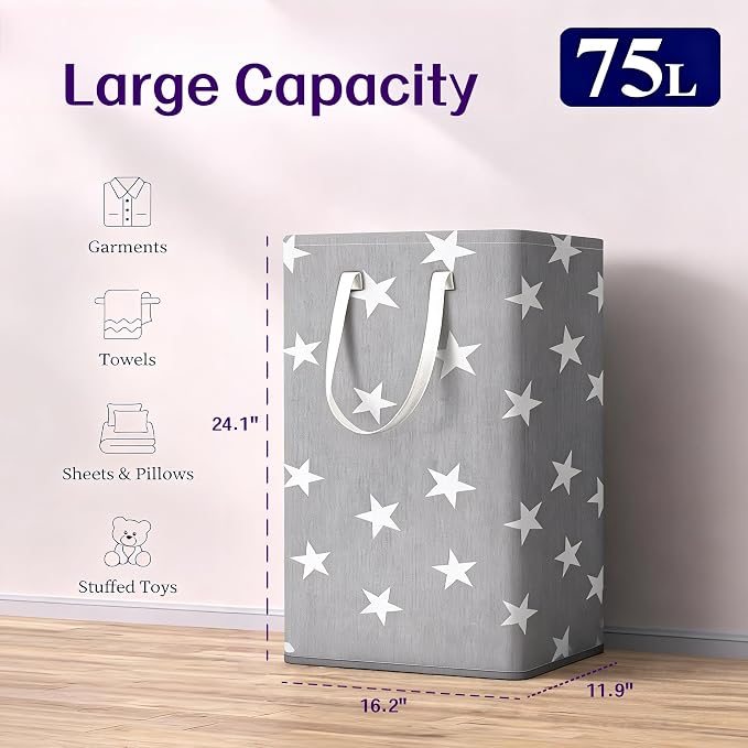 Laundry Basket, Large Clothes Hamper Collapsible, Free-Standing - Image 7