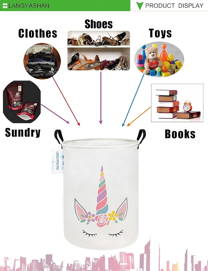 LANGYASHAN Laundry Basket Canvas Fabric Collapsible Organizer Basket - Image 6