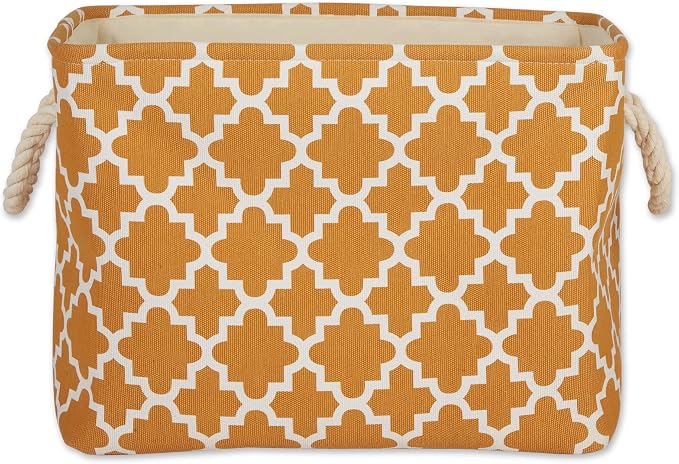 DII Polyester Container with Handles, Lattice Storage Bin, Pumpkin Spice - Image 2