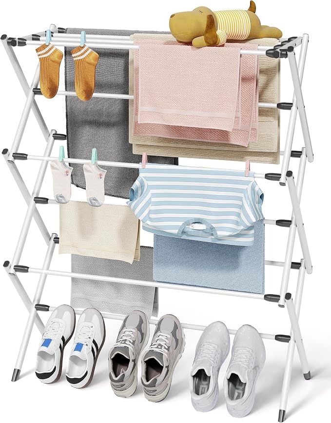 Foldable Clothes Drying Rack – Metal Laundry Drying Rack by Sakugi