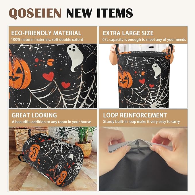 Halloween Laundry Basket Pumpkin Collapsible Hamper - Image 2