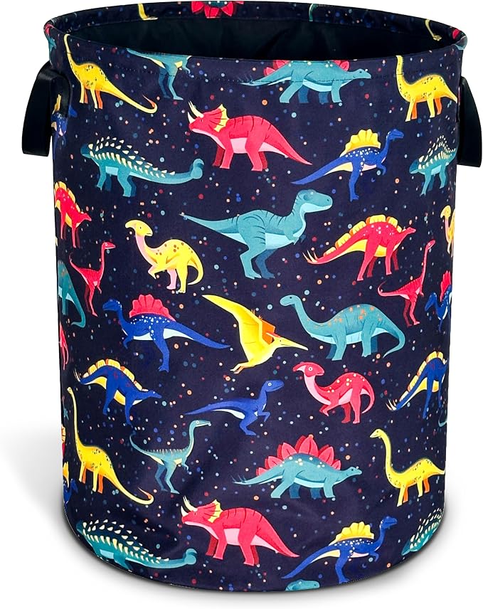 Colorful Dinosaur Laundry Basket Cartoon Pattern Foldable Oxford Cloth Funny by NUTAINLA
