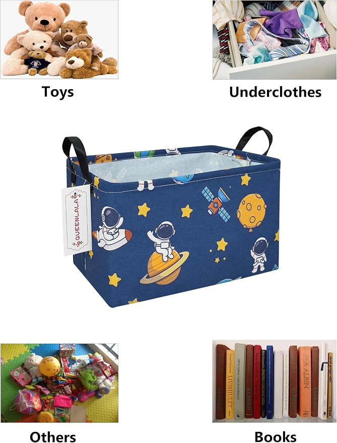 QUEENLALA Rectangular Laundry Hamper/Foldable Nursery Laundry Basket - Image 3