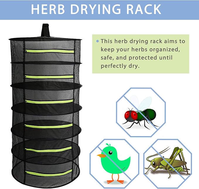 2 PCS Herb Drying Rack 6 Layers Mesh Hanging - Image 3