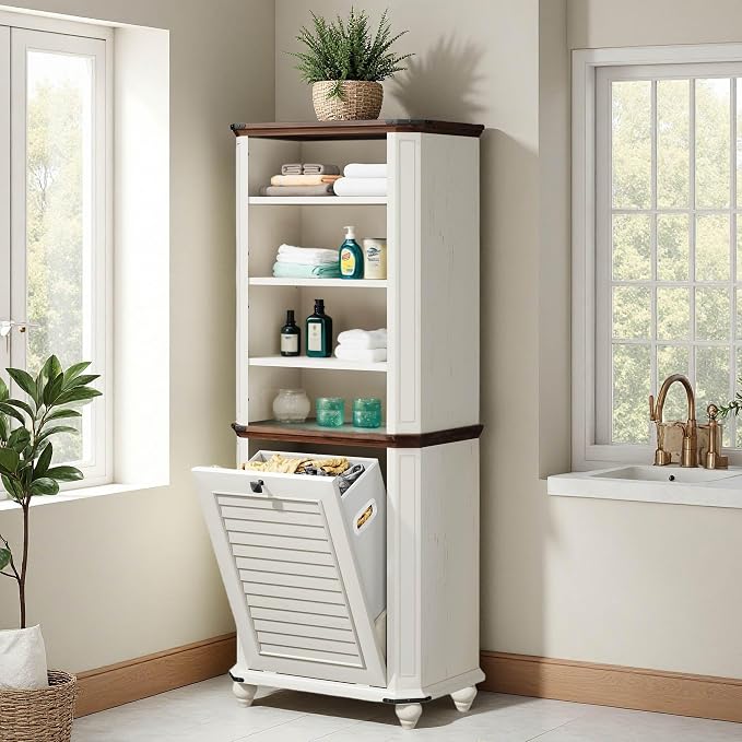 YITAHOME Tall Tilt-Out Laundry Storage Cabinet, Hidden Hamper by YITAHOME