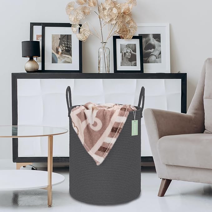 Large Cotton Rope Laundry Hamper 65L, Baby Nursery Hamper - Image 6