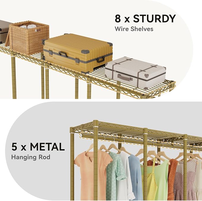 H5 Large Wire Garment Rack, Heavy Duty Clothes Racks, Wardrobe Closet Rack - Image 8