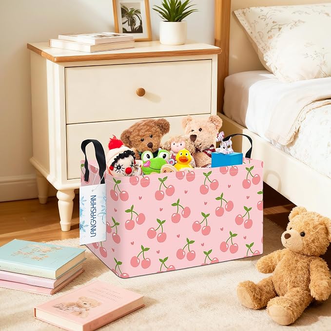 LANGYASHAN Rectangular Storage Bin Collapse Canvas Fabric Cartoon Storage Basket - Image 5
