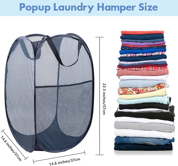 DUCOO Pop Up Hamper, Foldable Mesh Laundry Basket - Image 2