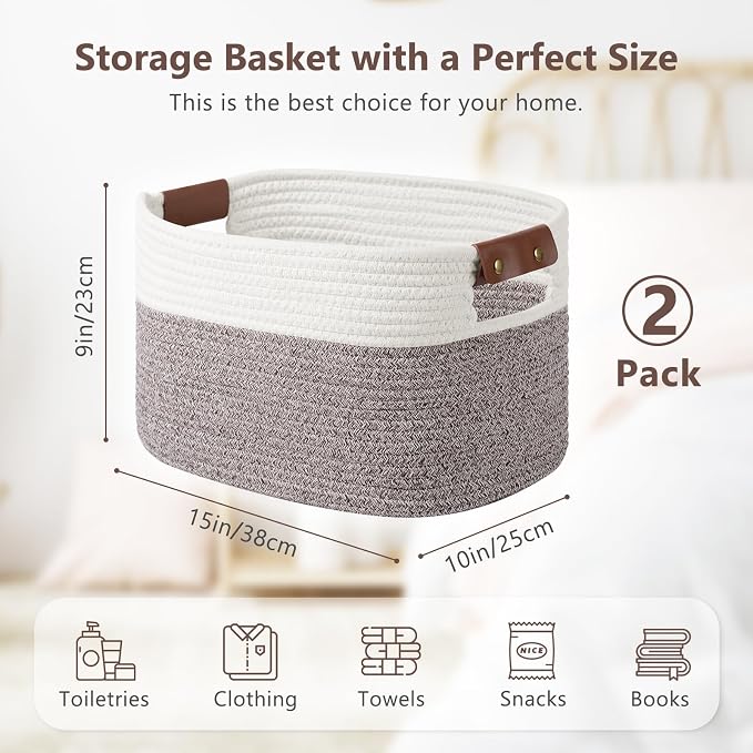 Cotton Rope Basket, Storage Baskets - Image 4