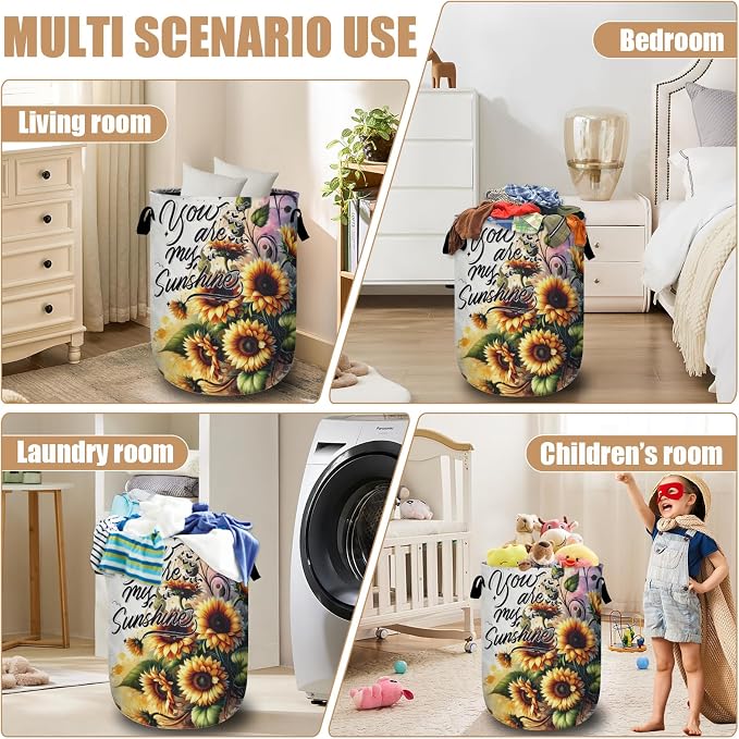 Sunflower Laundry Basket, Foldable Waterproof Laundry Hamper Tote Bag Dirty - Image 7