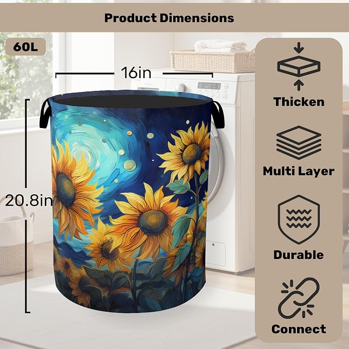 Starry Sky Sunflower Laundry Basket - Image 2