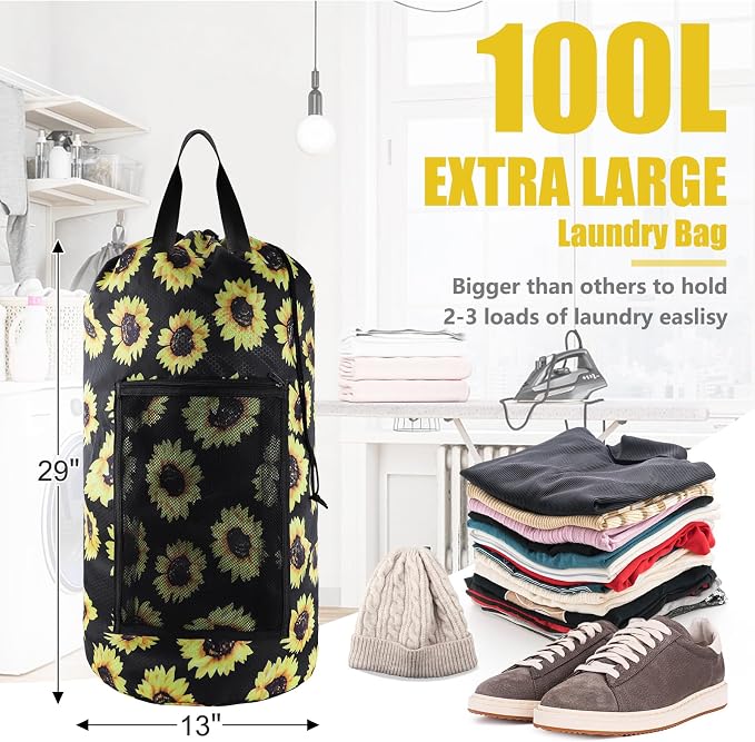 Laundry Bag Backpack, Dirty Clothes Travel Bag - Image 4