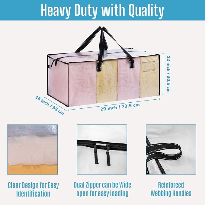 VENO 6 Pack Heavy Duty Moving Bags, Christmas Storage Bins - Image 3