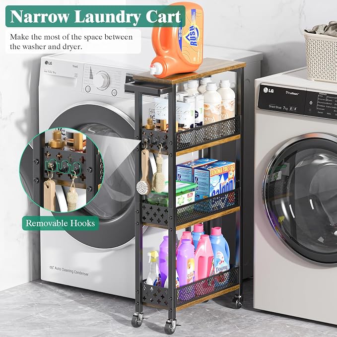 Giwil 4-Tier Slim Rolling Storage Cart - Image 3