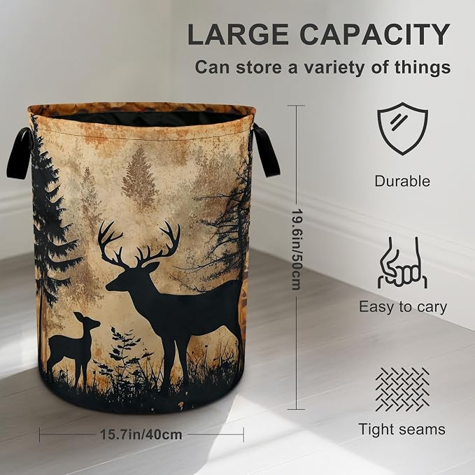 Forest Deer Laundry Basket Laundry Hamper - Image 3